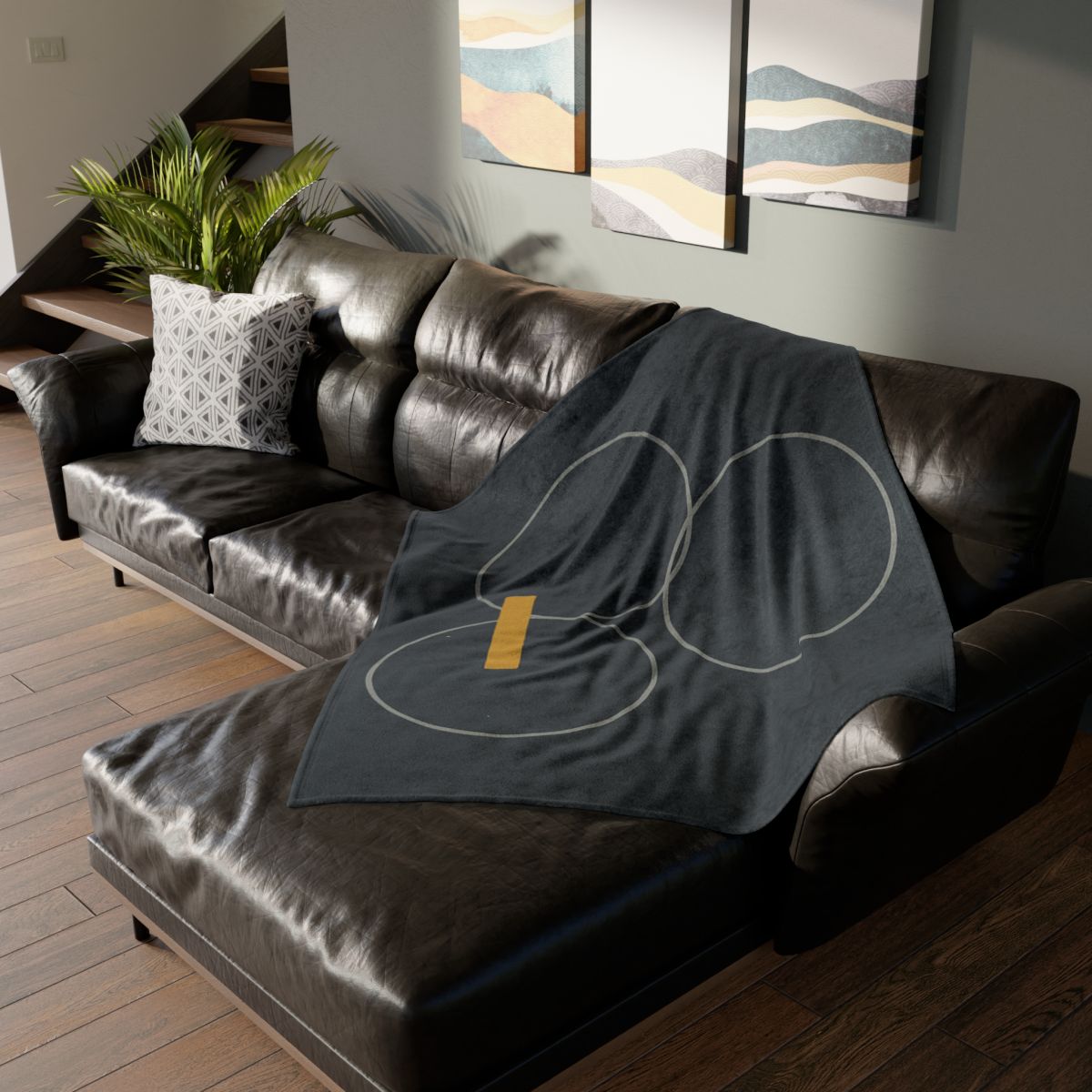 Three Rings With Shared Tangent Bar decorative home blankets
