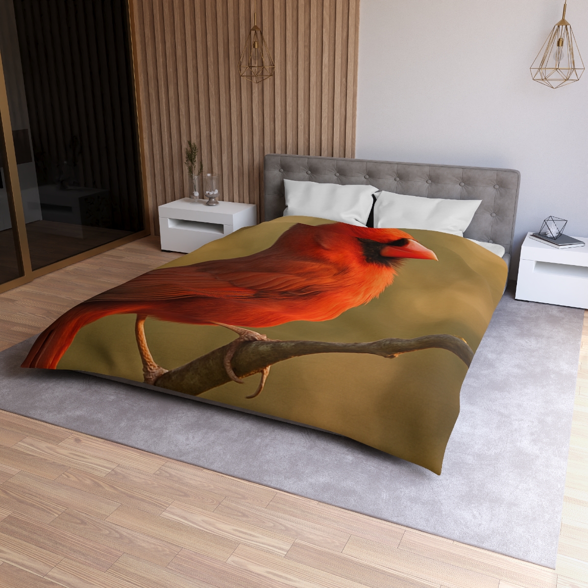 Crimson Pulse Northern Cardinal personalized bedding duvets