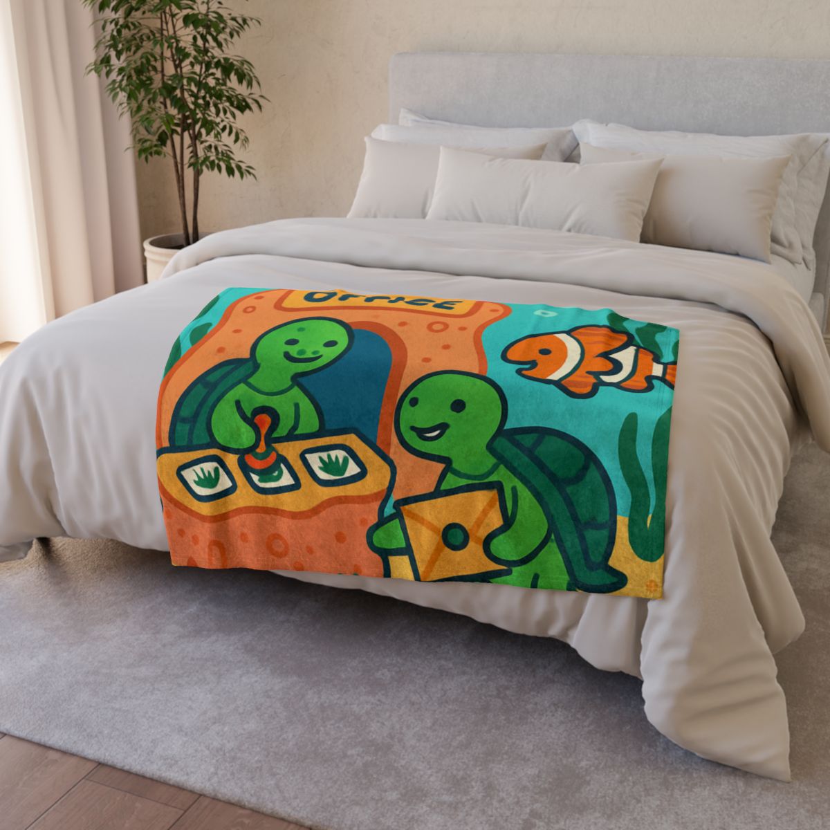 Coral Reef Post Office Run By Sea Turtles custom blankets