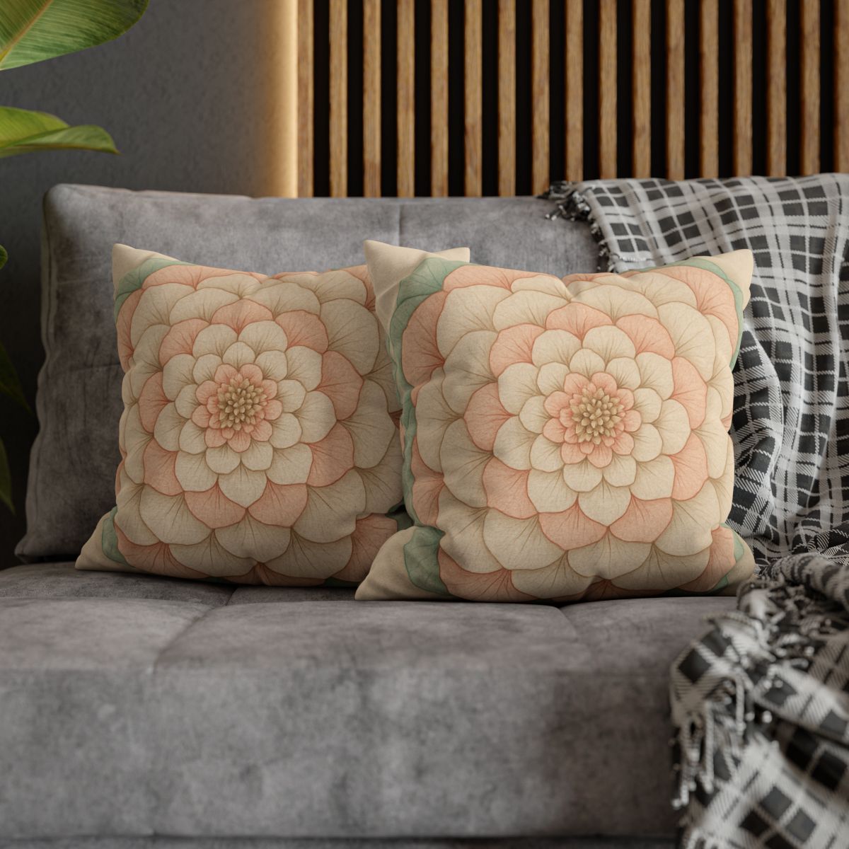 Petal Concentric Echoes soft cotton pillow cases