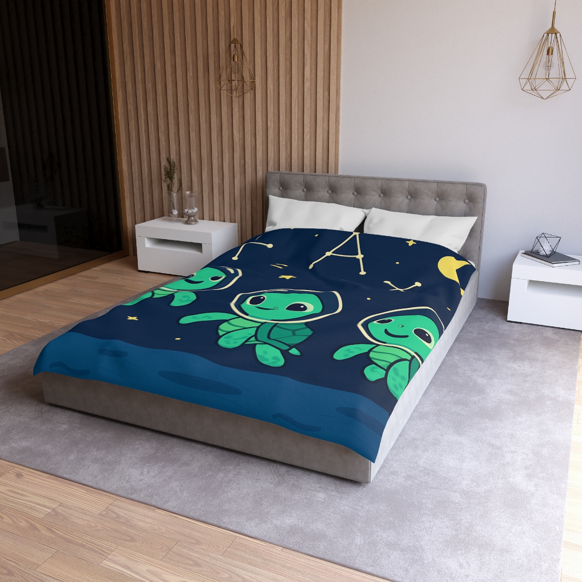 Space School Of The Curious Sea Turtles personalized bedding duvets
