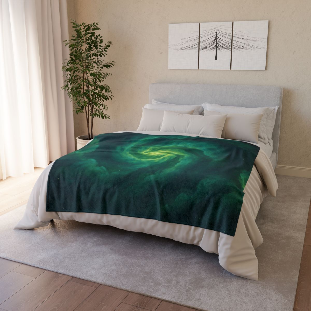 Verdant Nebula Swirl custom blankets