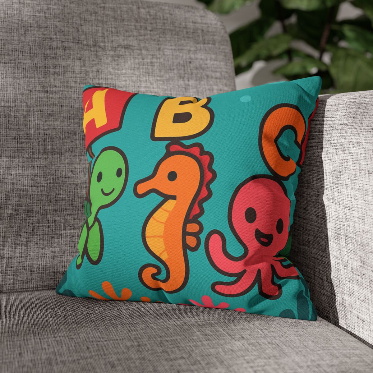 Coral Reef Alphabet Parade soft cotton pillow cases