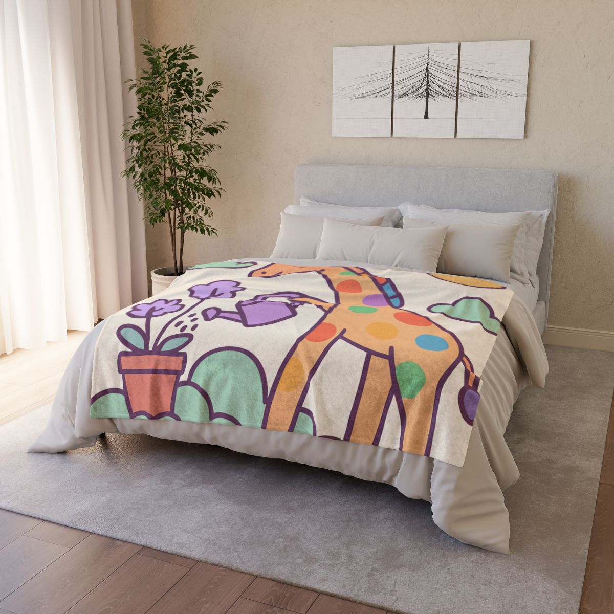 Cloud Garden With Rainbow Giraffe warm winter blankets