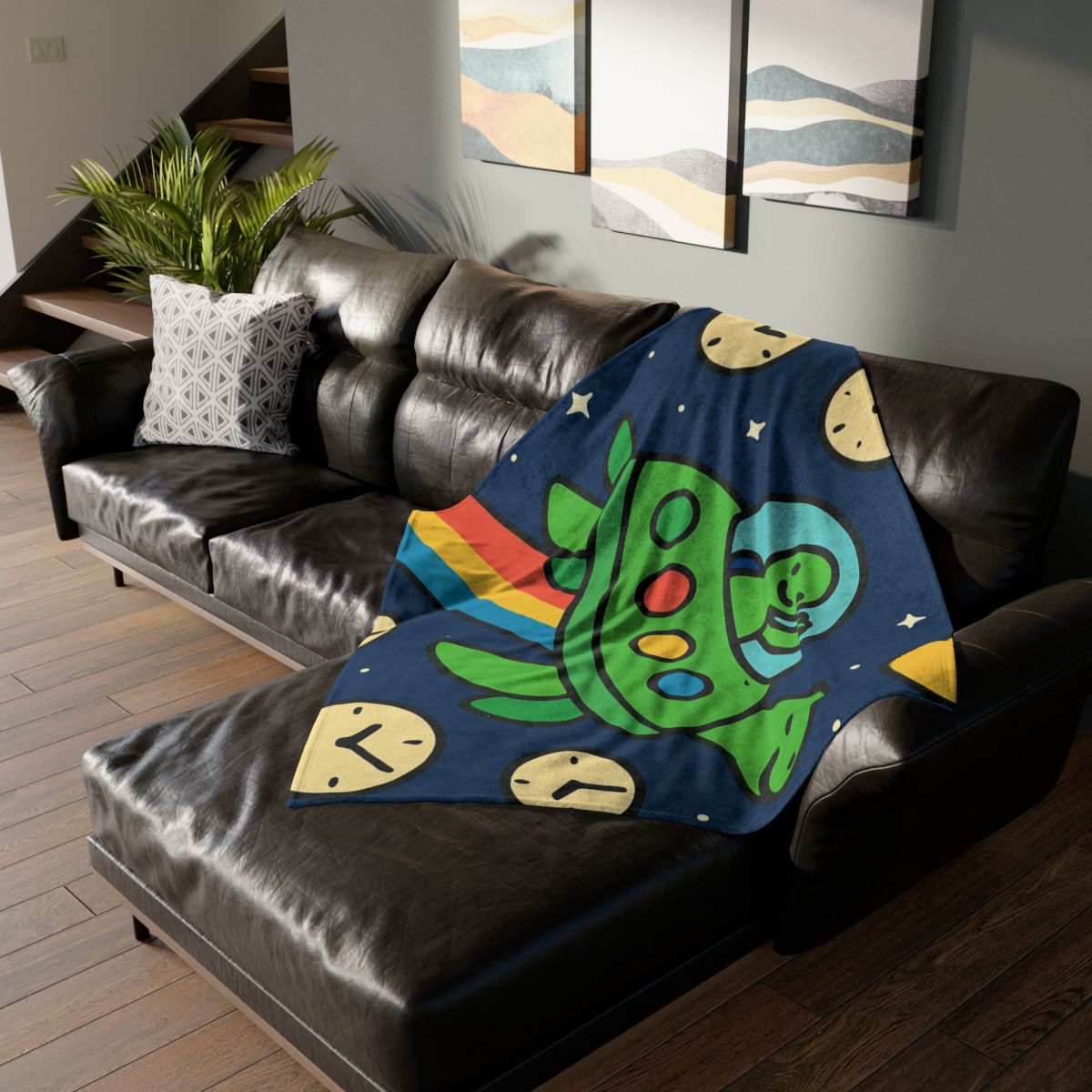 Time Traveling Turtle Spaceship trendy patterned blankets
