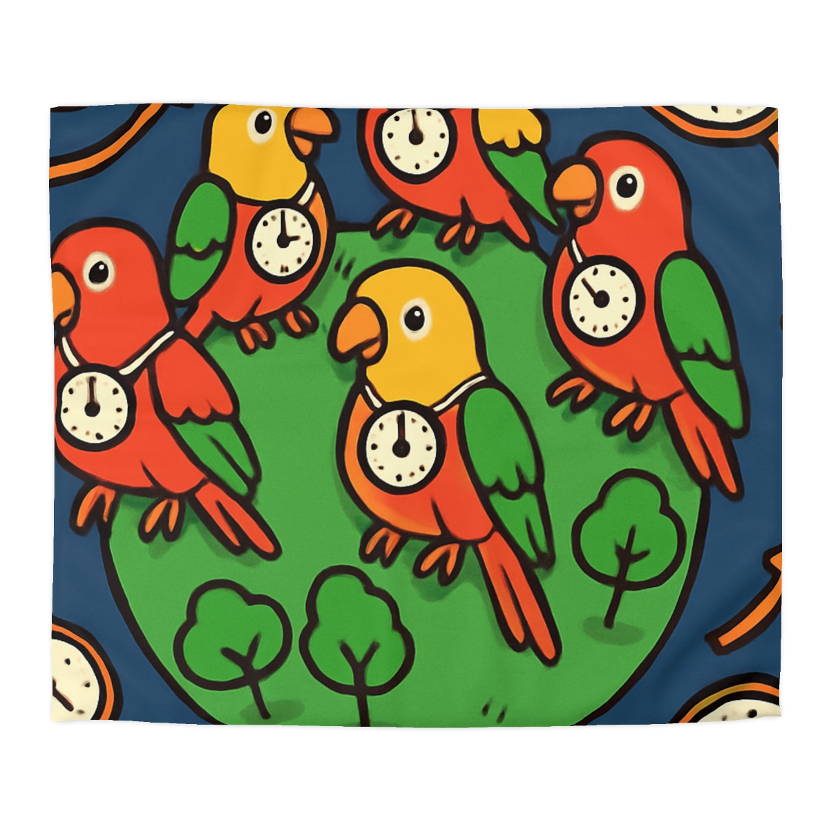 Time Traveling Parrot Planet personalized bedding duvets