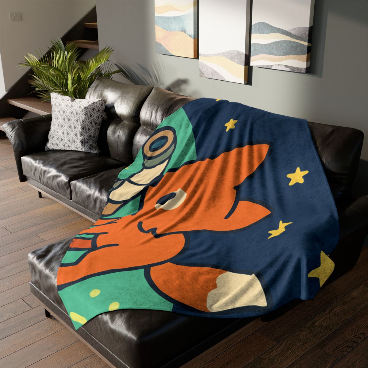 Starlight Safari Fox soft fleece blankets