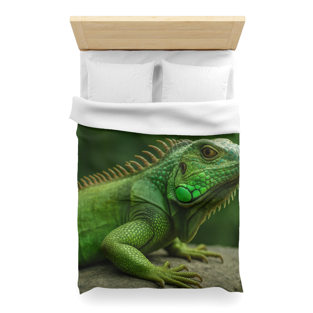 Stone Watcher Green Iguana designer printed duvets