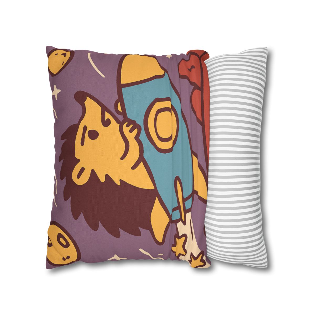 Rocket-Riding Hedgehog designer print pillow cases