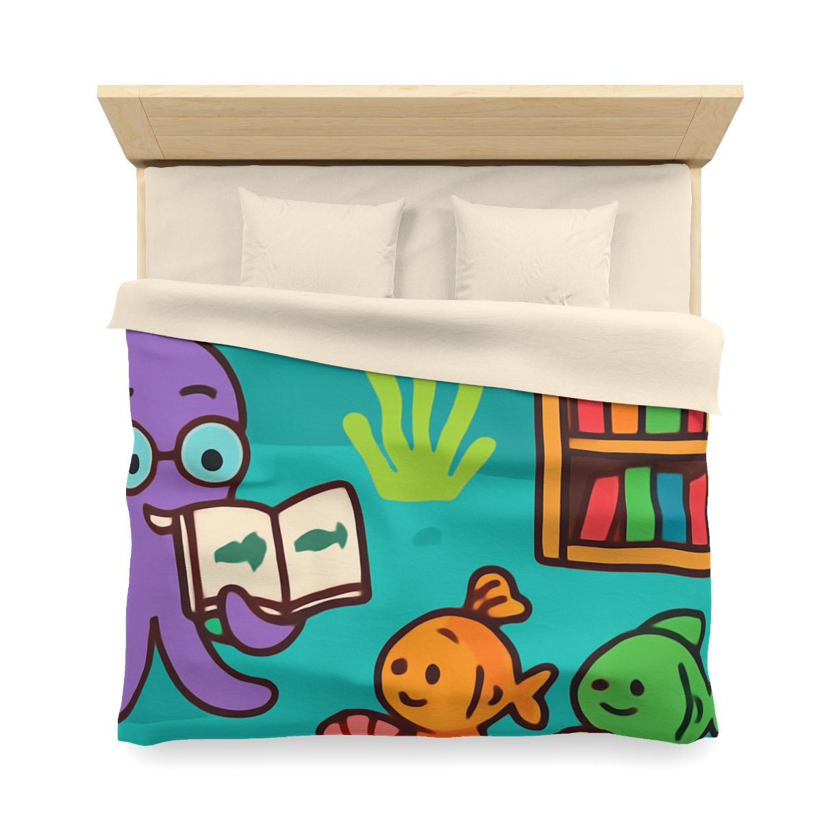 Coral Reef Library With The Octopus Librarian soft comforter duvets
