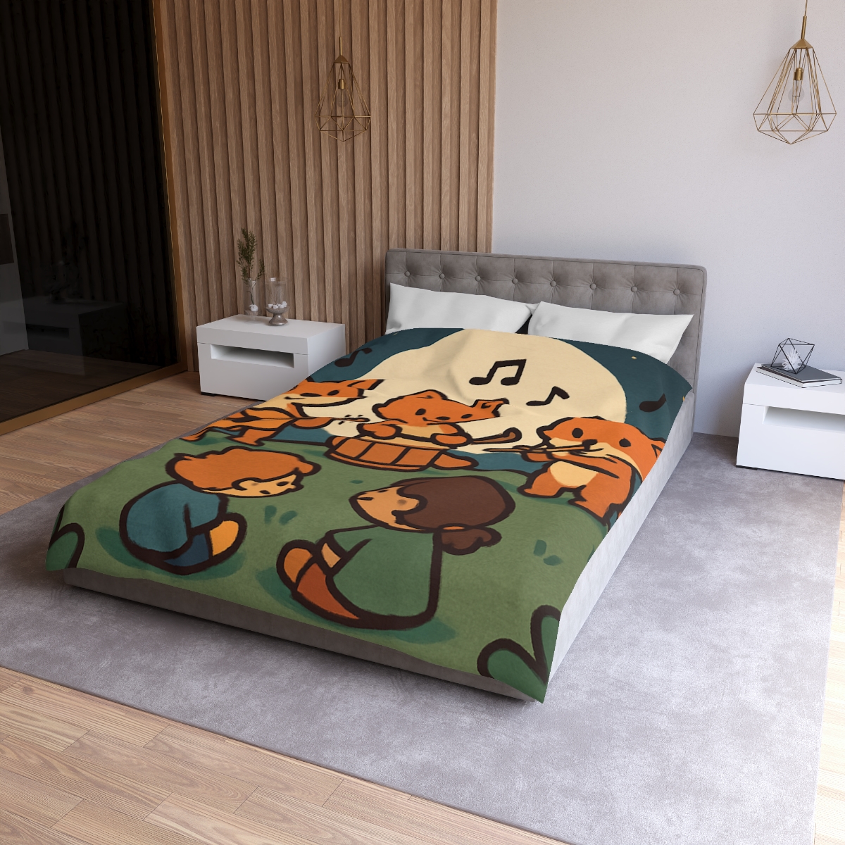 Moonlight Music Fox Band designer printed duvets