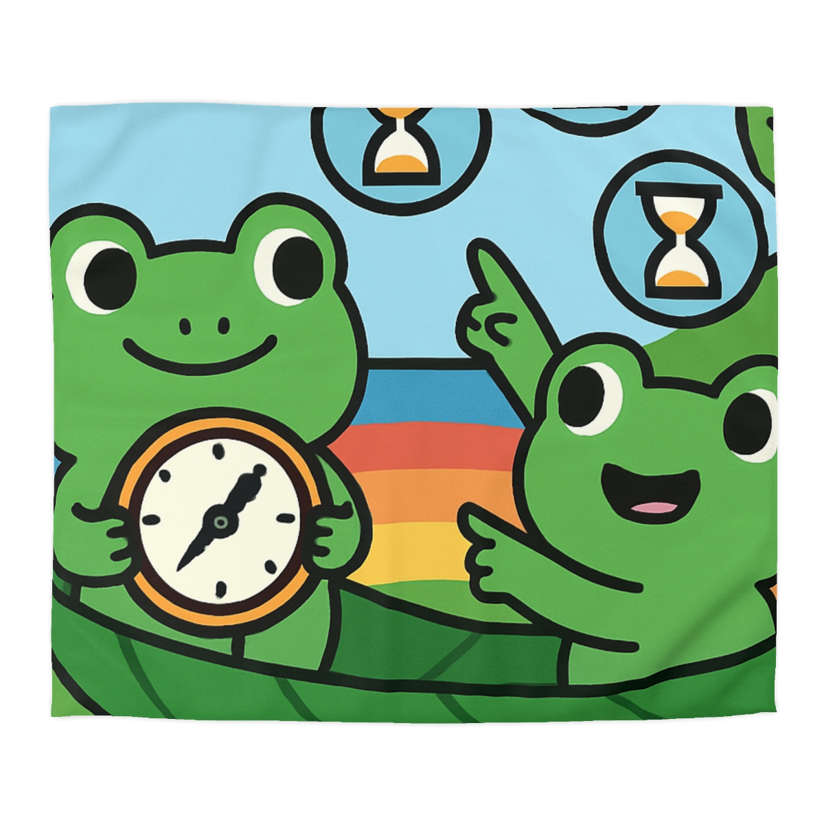 Rainbow River Time Travel Frogs duvets for gifts