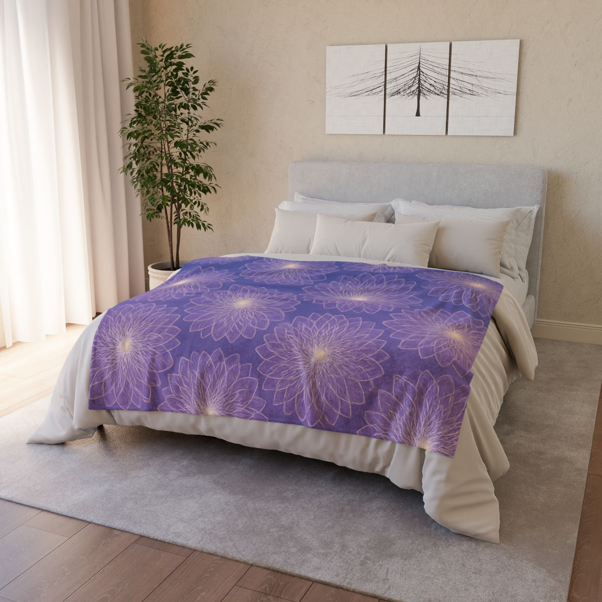 Cosmic Blossom Lattice soft fleece blankets