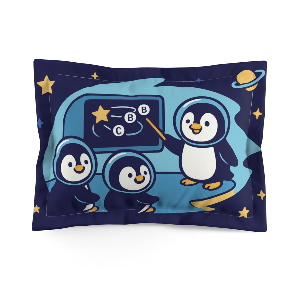 Comet Classroom For Curious Penguins stylish throw pillows