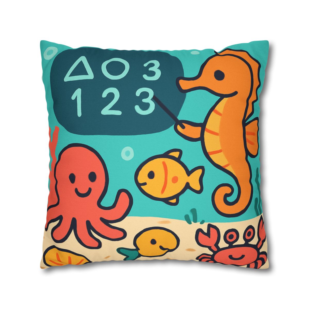 Coral Classroom With The Seahorse Teacher trendy patterned pillow cases