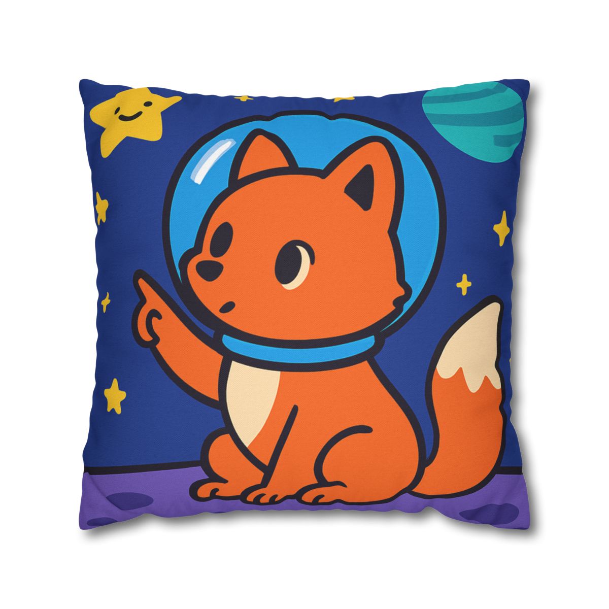 Stargazing Space Fox designer print pillow cases