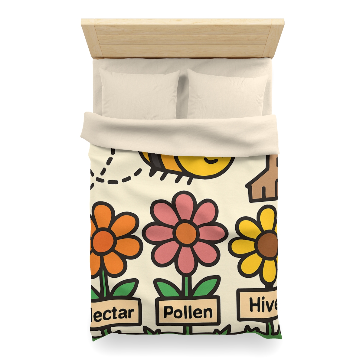 Robot Bee Pollination Map designer printed duvets