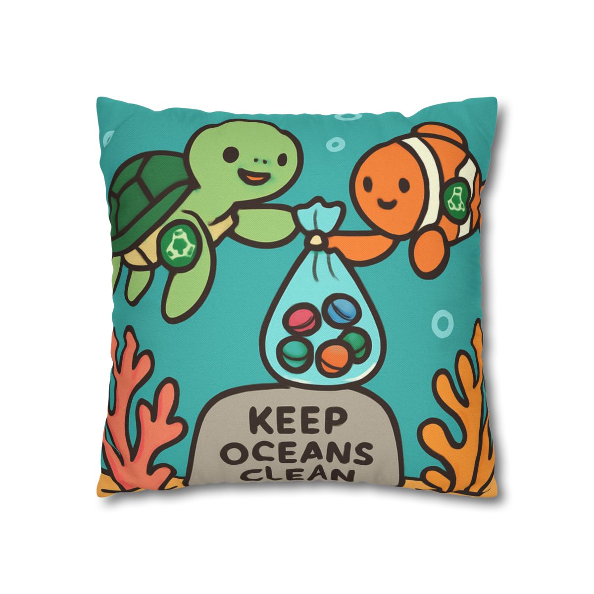 Coral Reef Cleanup Crew soft cotton pillow cases