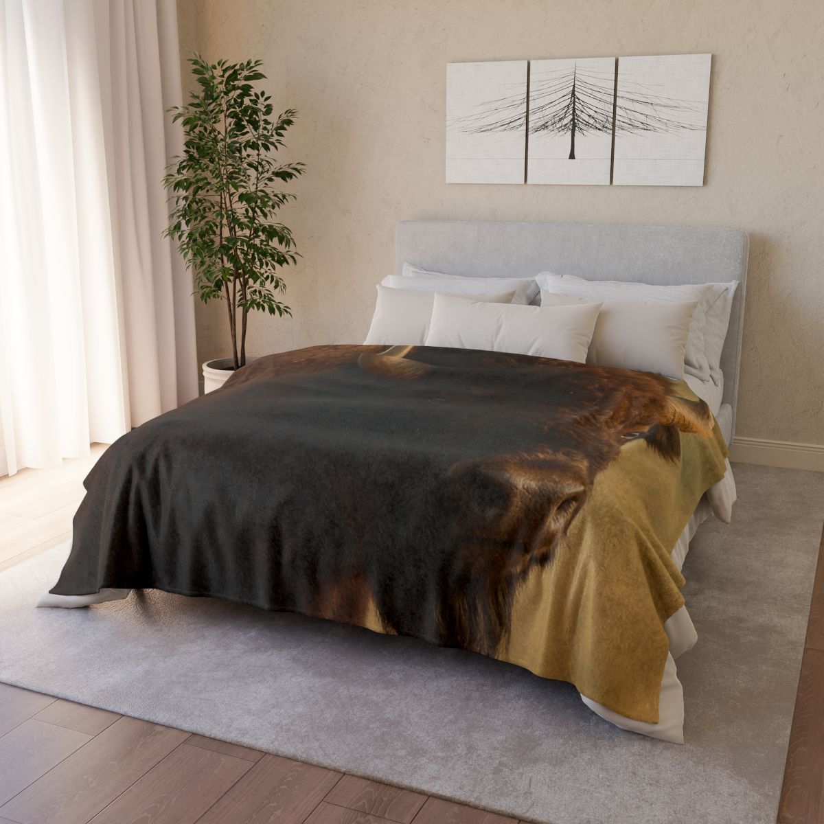 Thunder Stillness American Bison soft fleece blankets