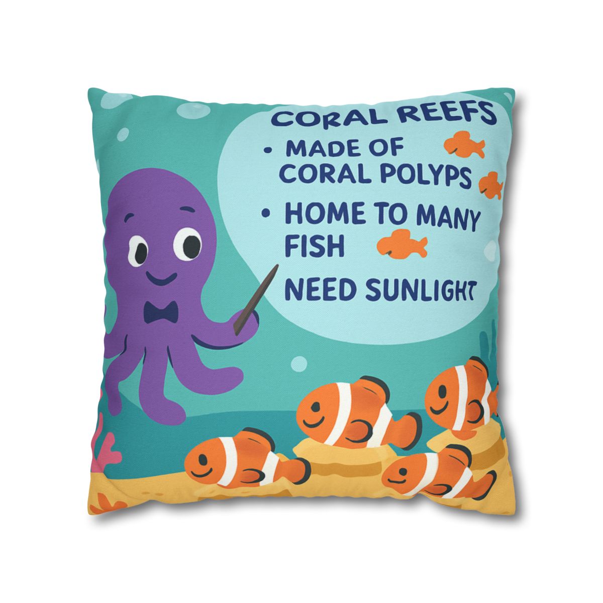 Coral Classroom With Professor Octopus stylish decorative pillowcases