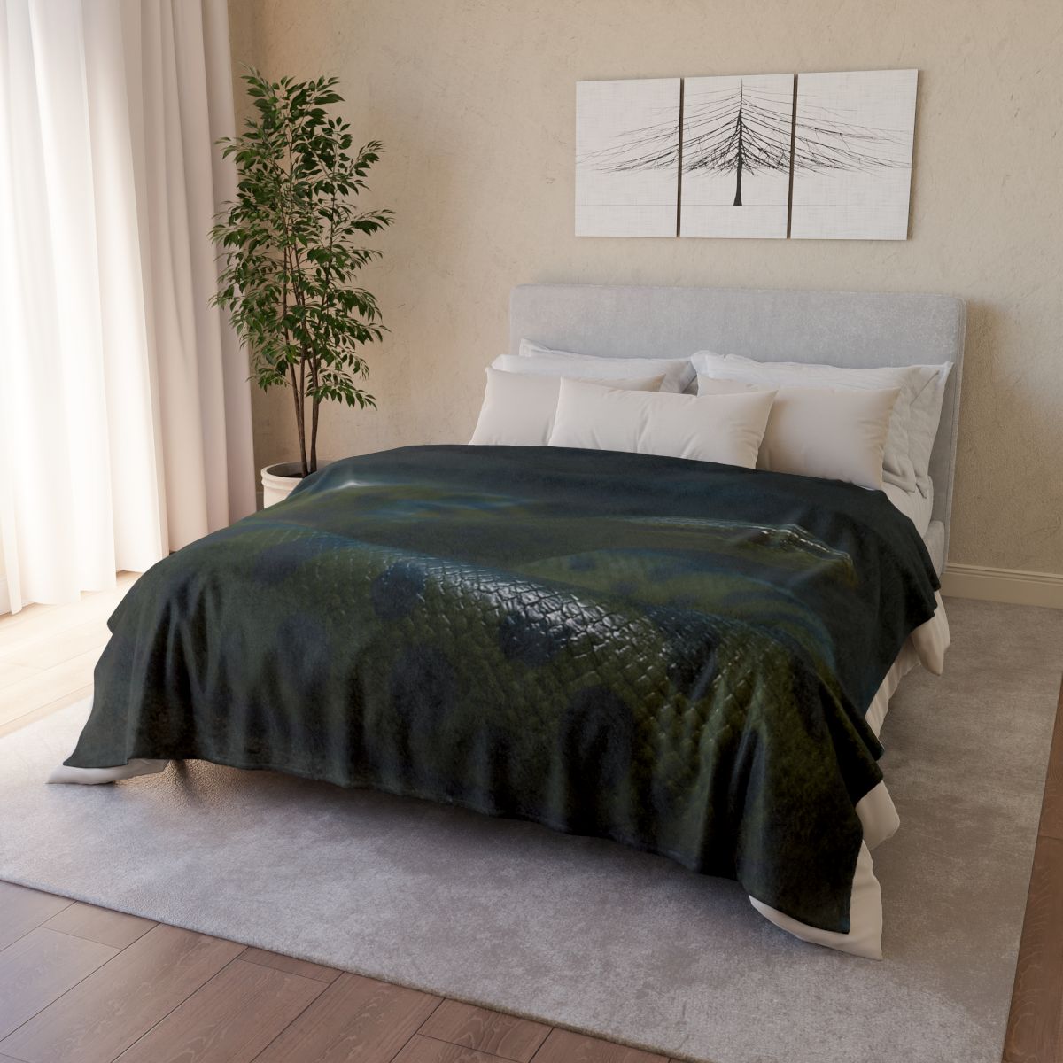 Moonlit Coil Green Anaconda trendy patterned blankets