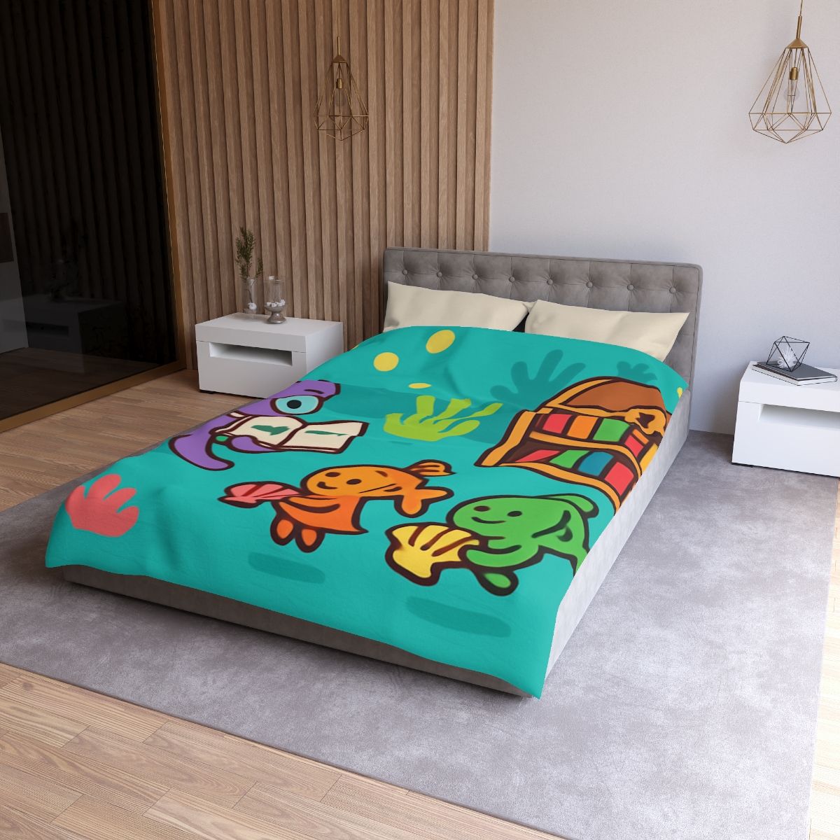 Coral Reef Library With The Octopus Librarian soft comforter duvets