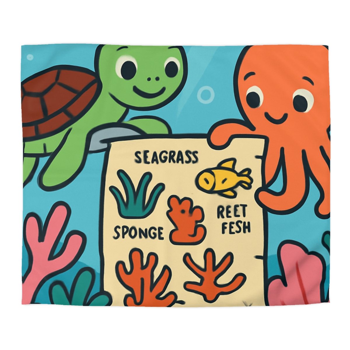 Coral Reef Map Makers personalized bedding duvets