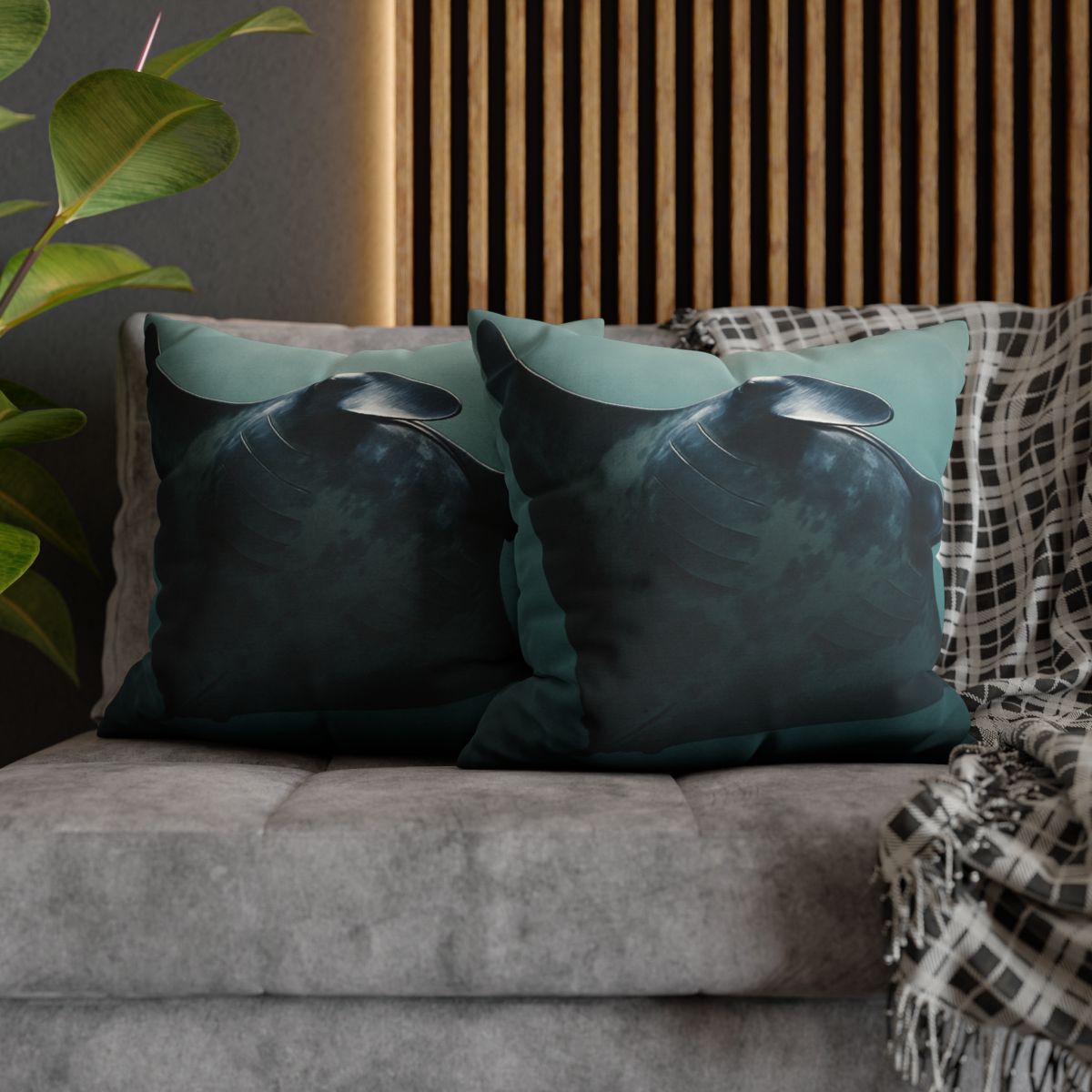 Nebula Glide Giant Manta Ray soft cotton pillow cases