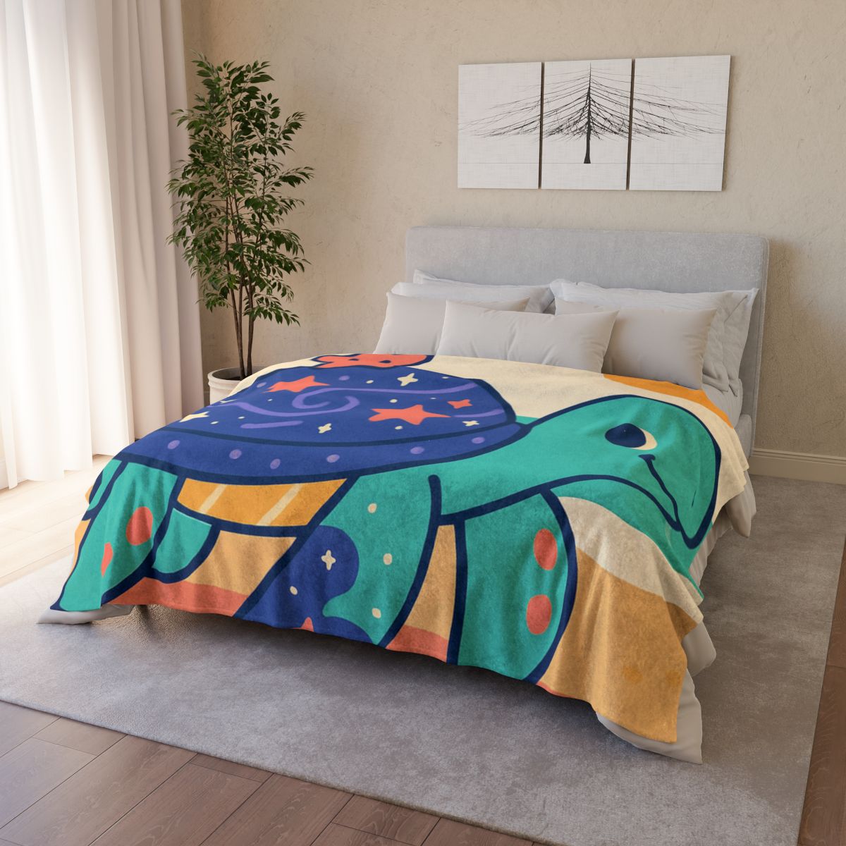 Galactic Seashell Turtle designer printed blankets