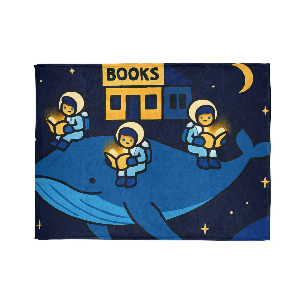 Starlight Library On A Floating Whale trendy patterned blankets
