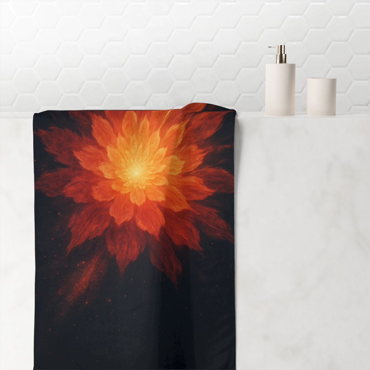Starburst Ember Bloom stylish beach towels