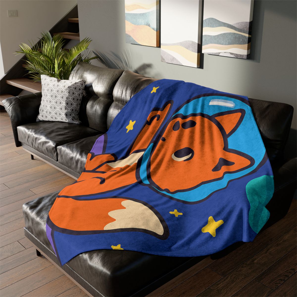 Stargazing Space Fox custom blankets