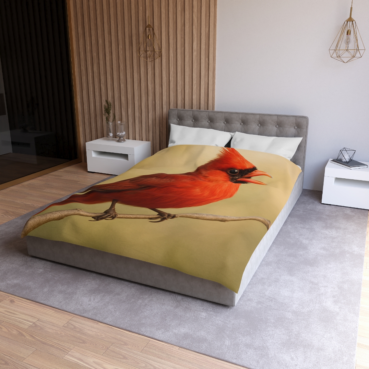 Crimson Hymn Cardinal designer printed duvets