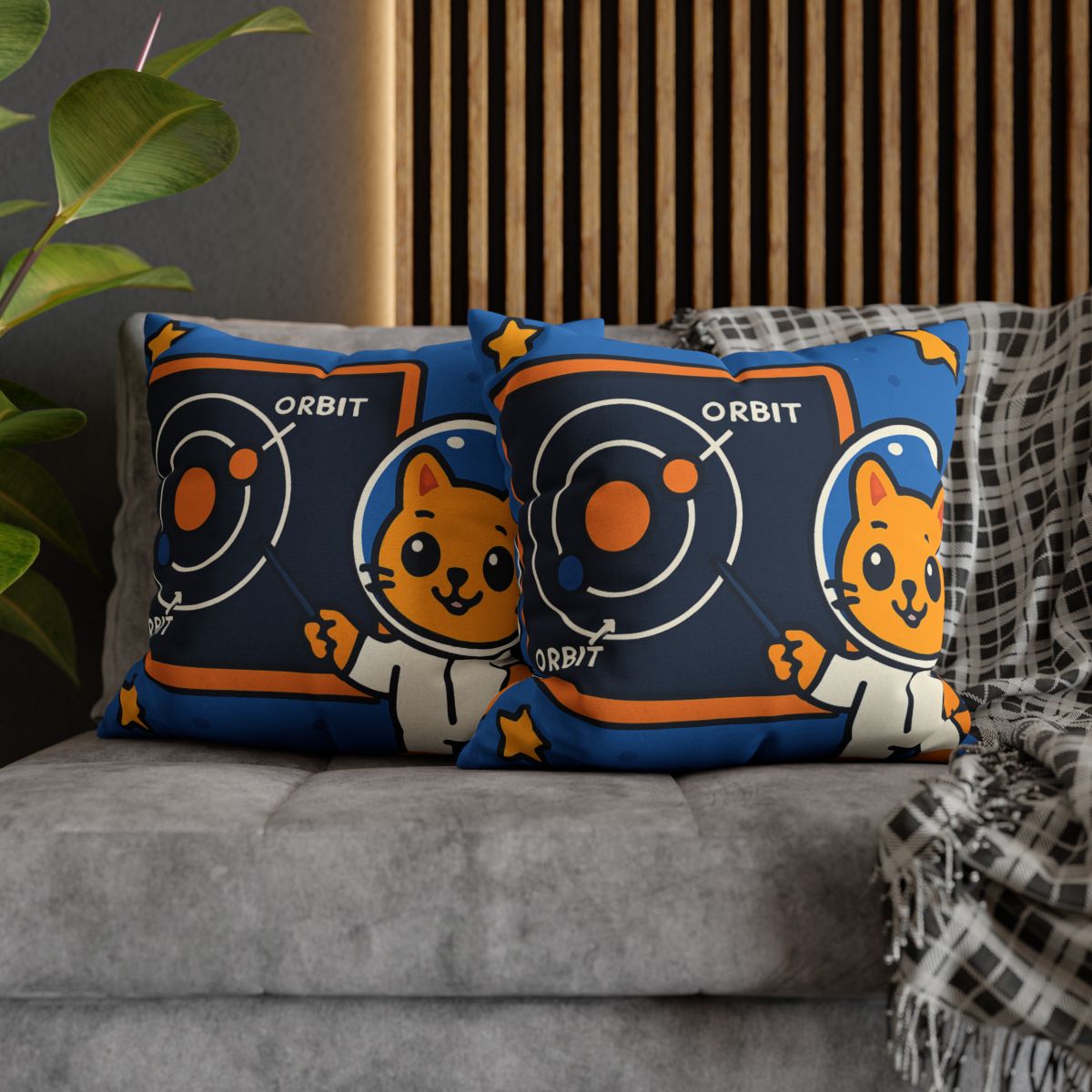 Comet Classroom Cat And The Orbit Chalkboard stylish decorative pillowcases