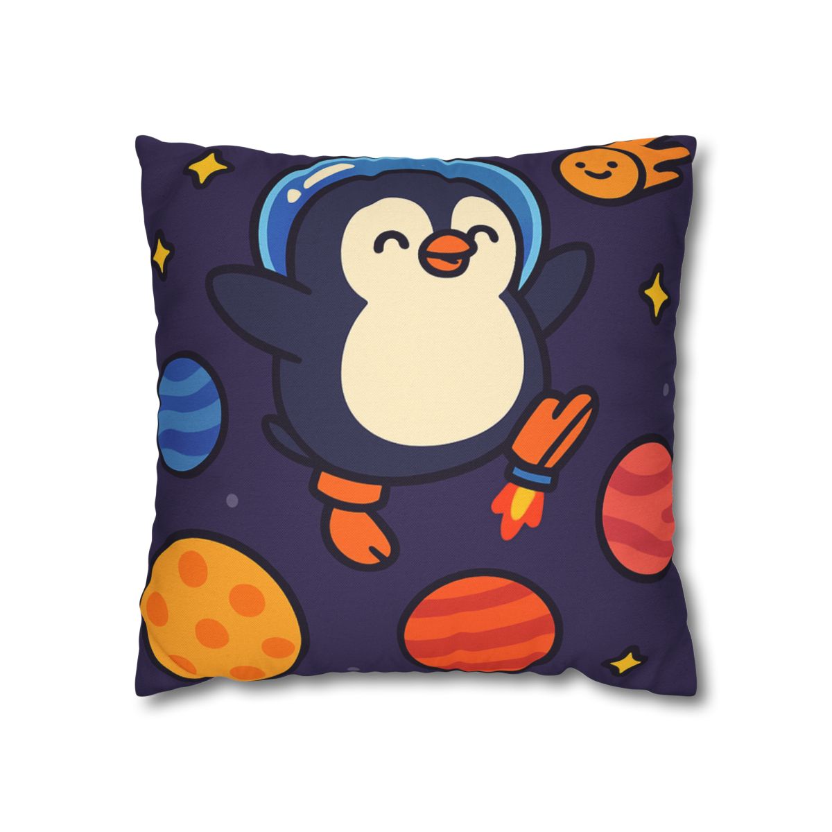 Planet Hopping Penguin Adventure stylish decorative pillowcases