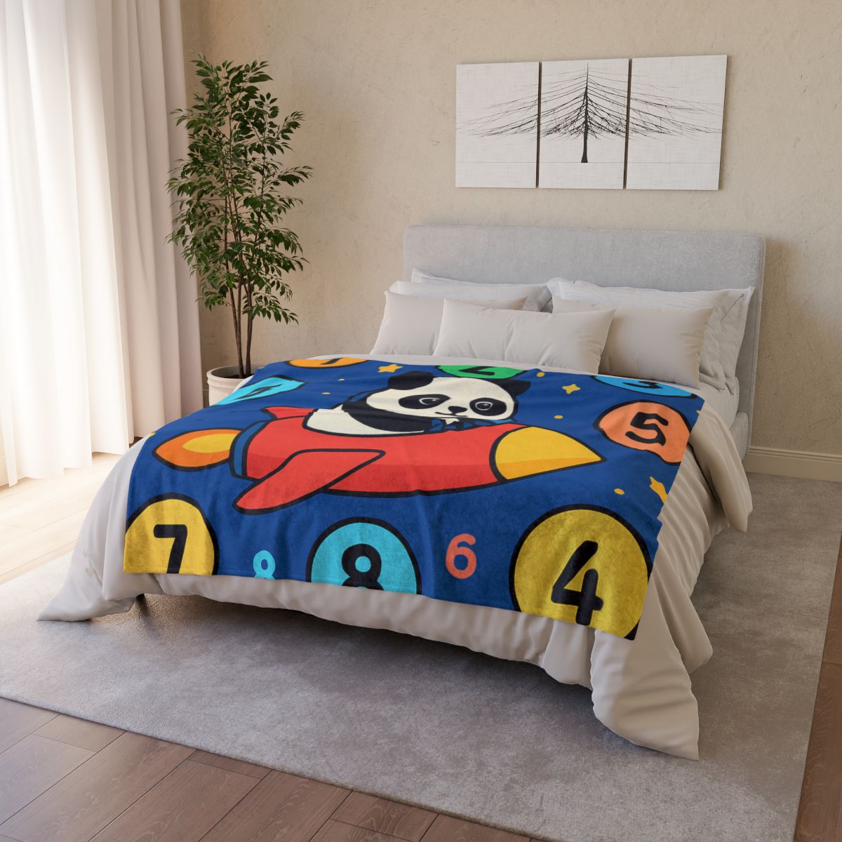 Rocket Panda And The Number Planets decorative home blankets