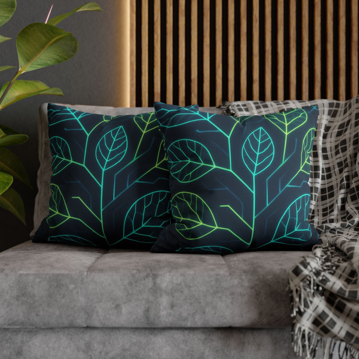 Leaf Vein Circuit Flow designer print pillow cases