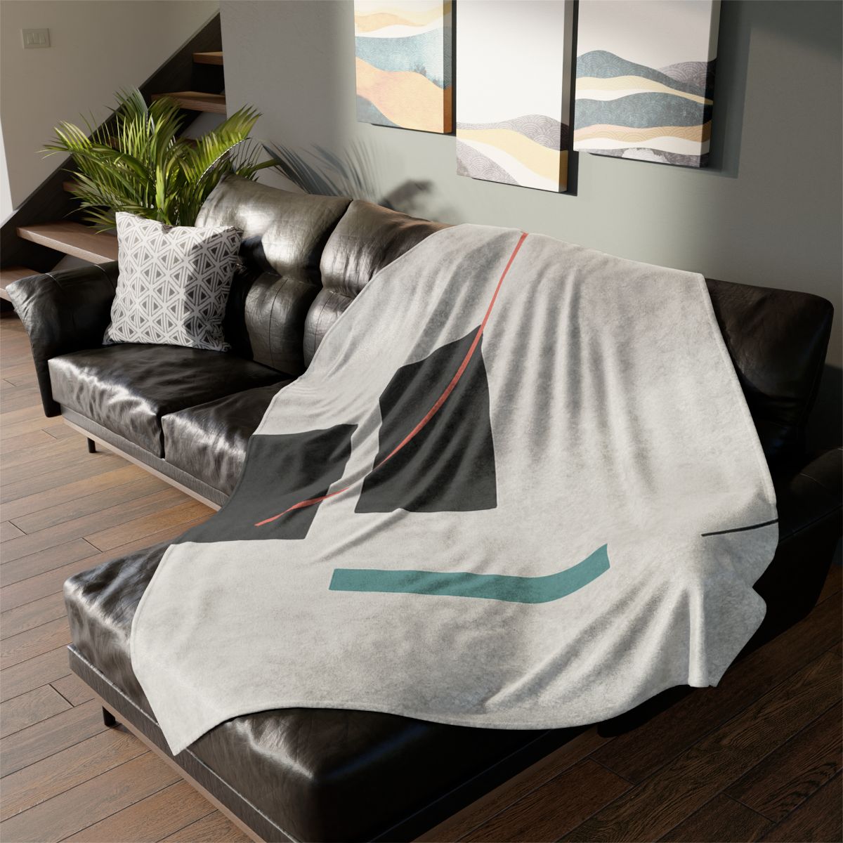 Stacked Rectangles With Crossing Arc custom blankets