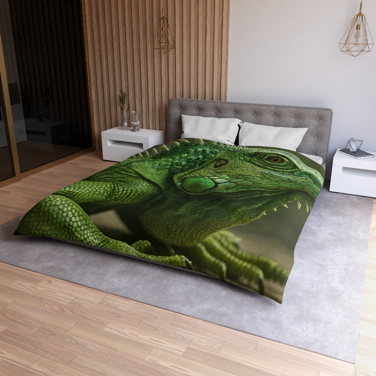 Stone Quiet Green Iguana personalized bedding duvets