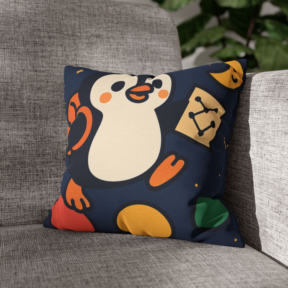 Planet Hopping Penguin Explorer comfortable bedding pillow covers