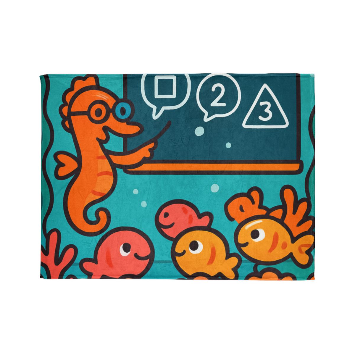 Coral Classroom With The Seahorse Teacher soft fleece blankets