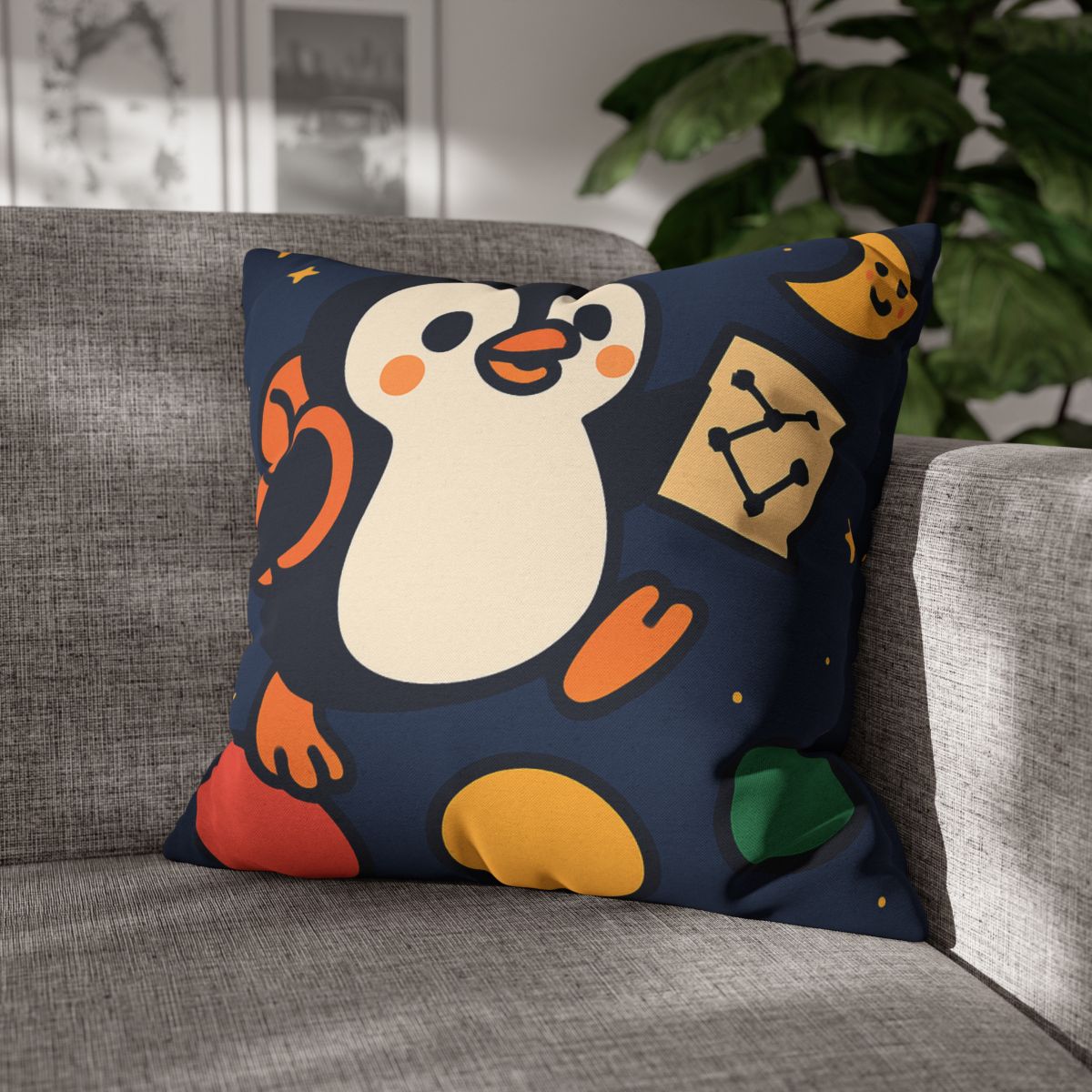 Planet Hopping Penguin Explorer comfortable bedding pillow covers