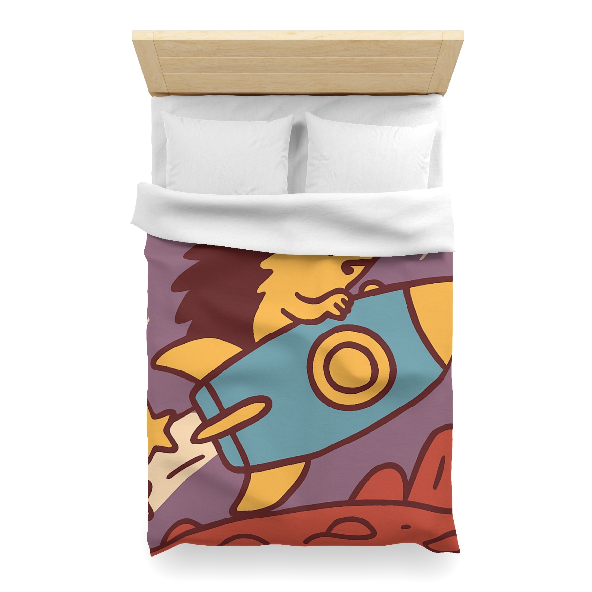 Rocket-Riding Hedgehog personalized bedding duvets