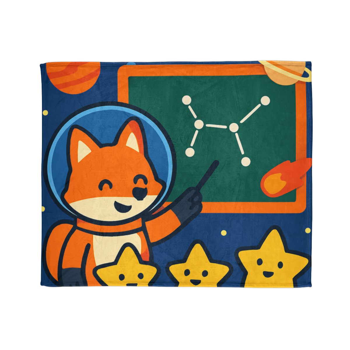 Comet Classroom Space Fox designer printed blankets