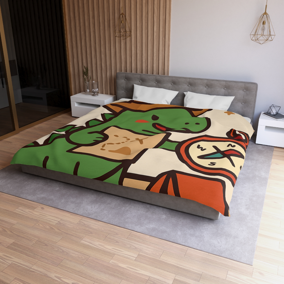 Desert Dino Map Quest With Compass And Constellations personalized bedding duvets