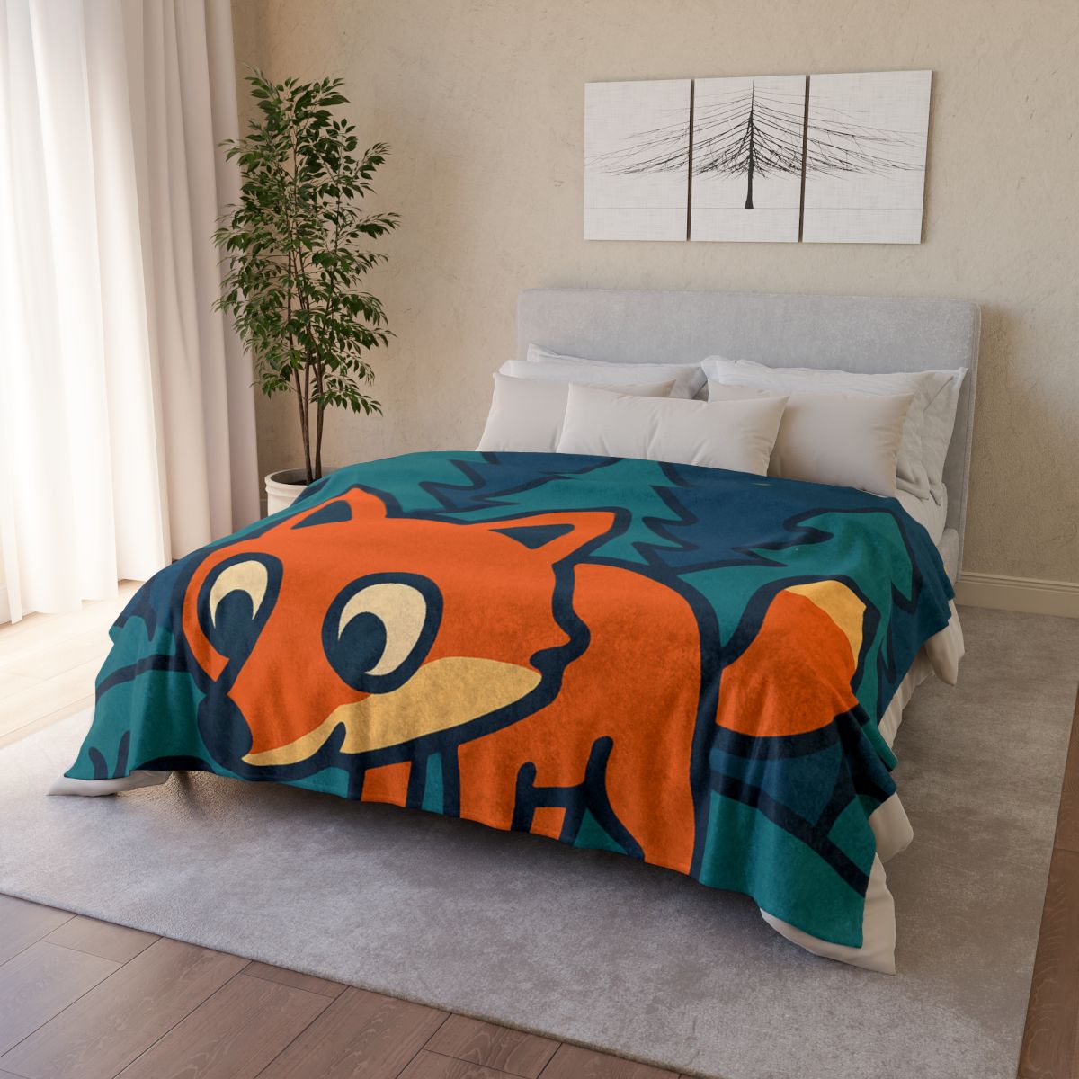 Starlight Forest Fox personalized cozy blankets