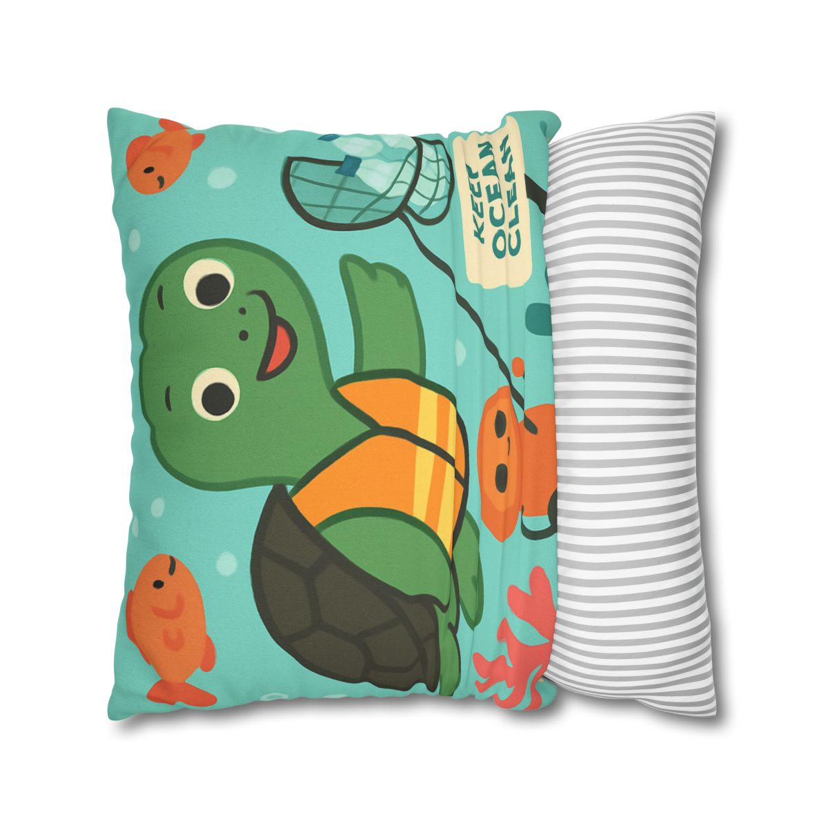 Coral Cleanup Turtle Patrol soft cotton pillow cases