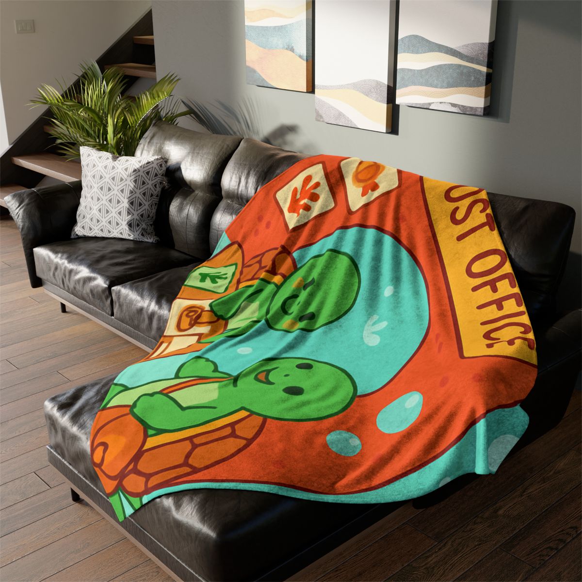 Coral Reef Post Office Run By Sea Turtles decorative home blankets
