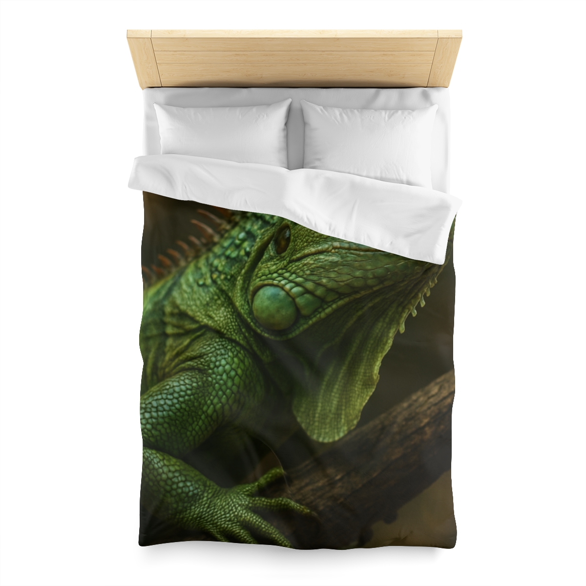 Starlit Stillness Green Iguana designer printed duvets