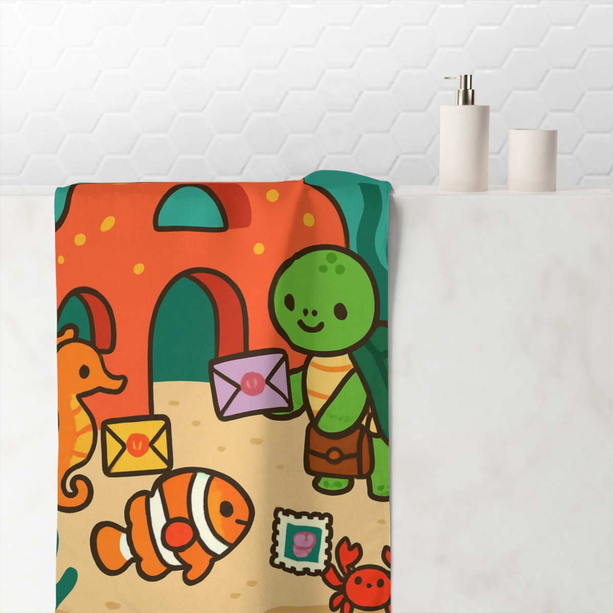 Coral Reef Post Office For Sea Creatures comfortable face towels